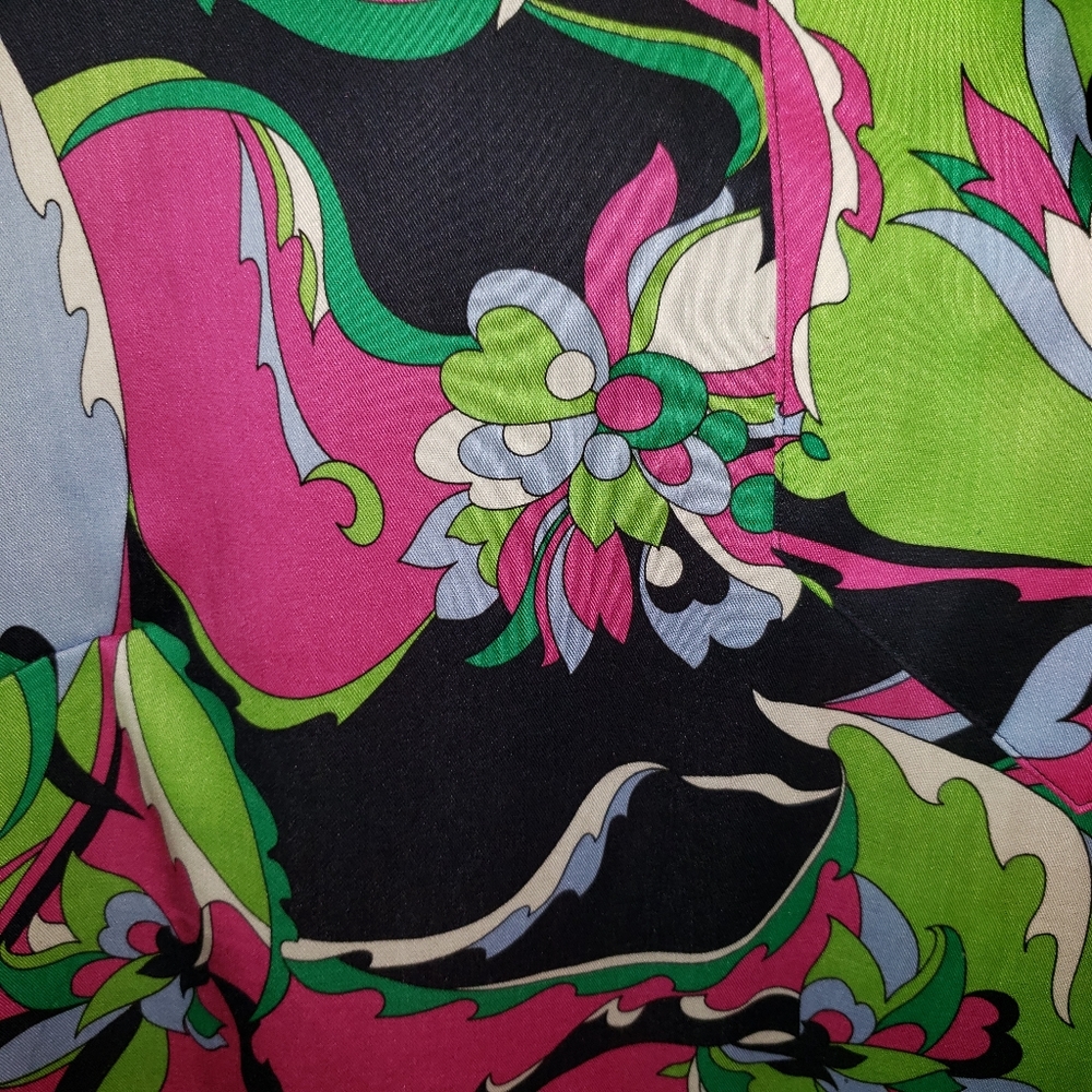 Talbots 12 Nehru Button Collar Multicolored Floral - image 7